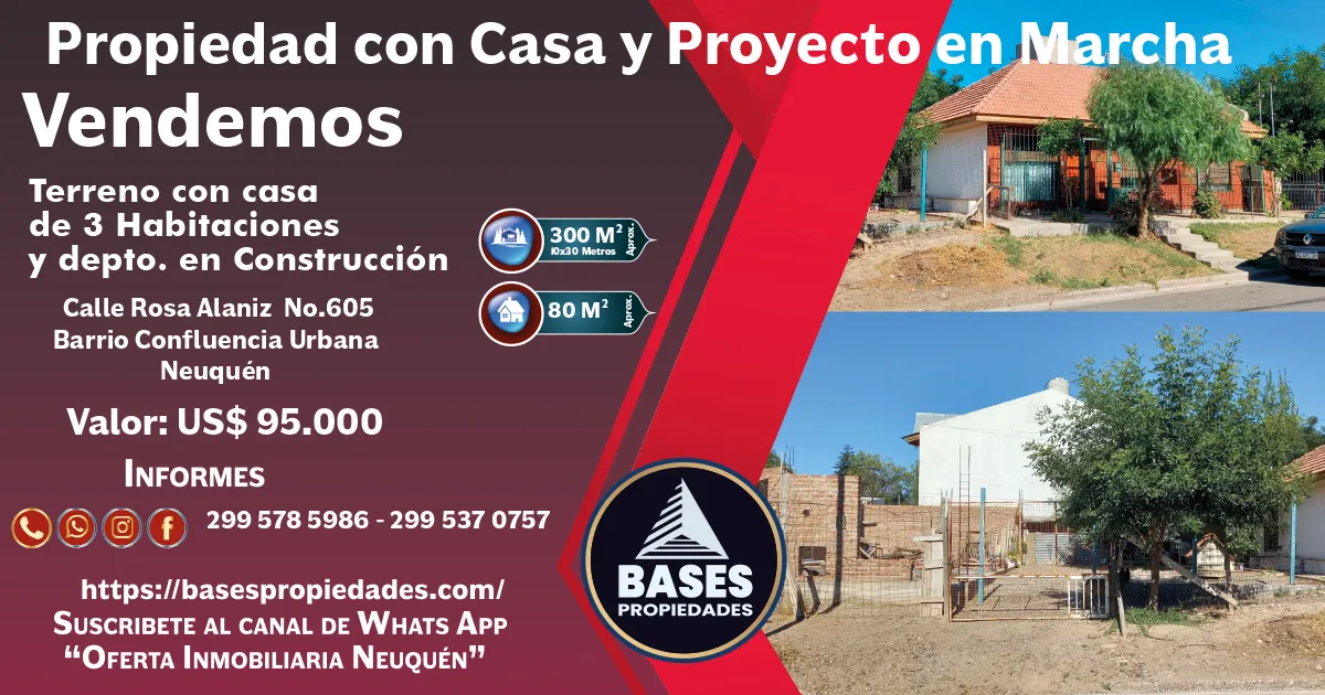 Oportunidad ideal , Vendemos Terreno con casa en Barrio Confluencia Urbana